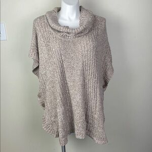 Woman Within Button Side Poncho Tan